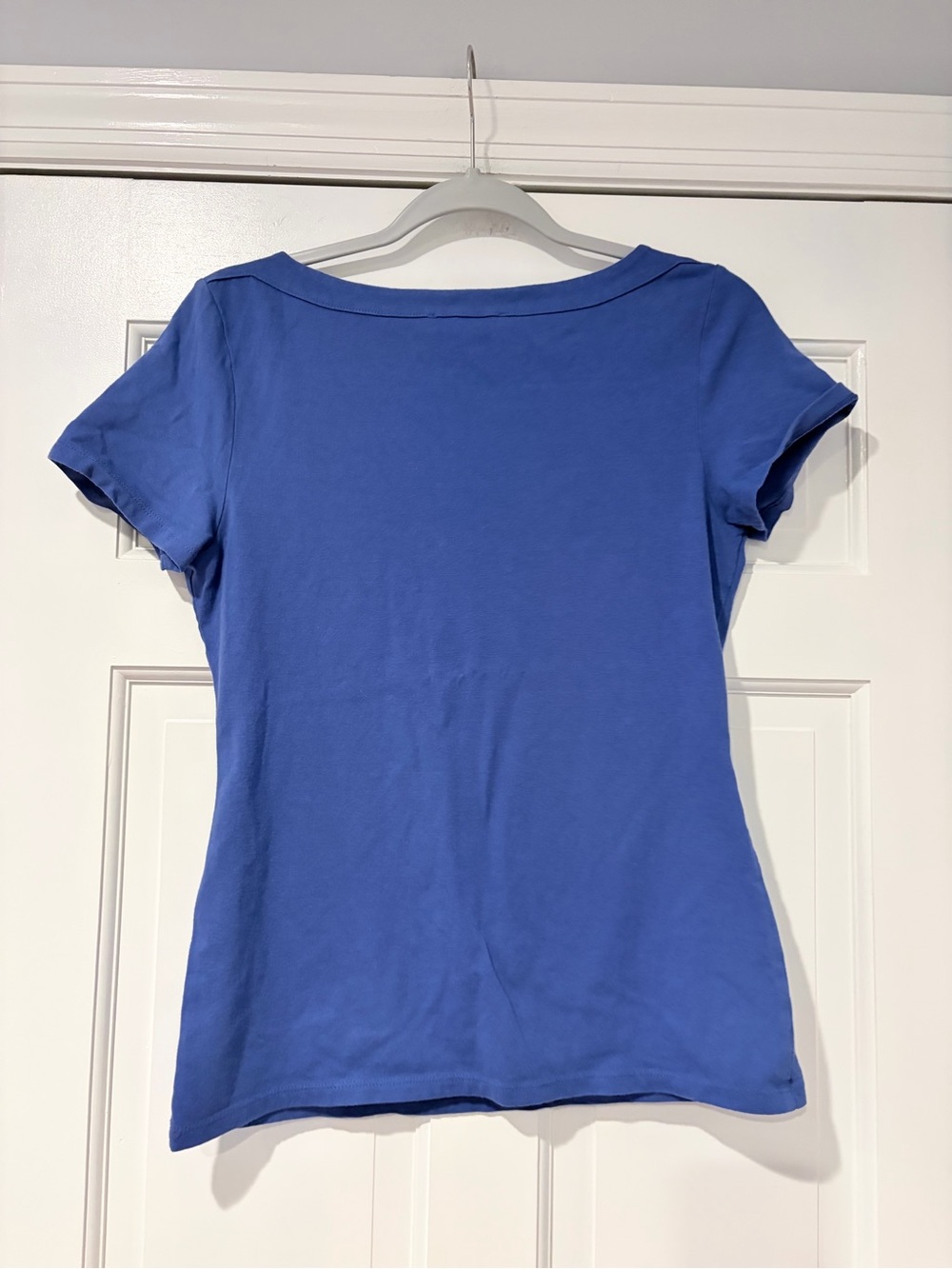 White House Black Market Royal Blue Short Sleeve Top with Shoulder Studs - Picture 3 of 8